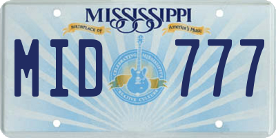 MS license plate MID777