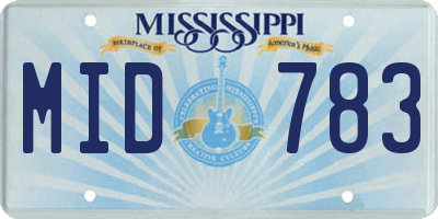 MS license plate MID783
