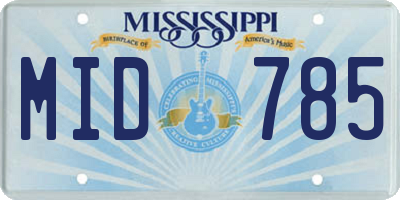 MS license plate MID785