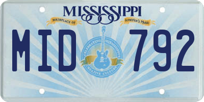 MS license plate MID792