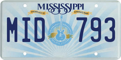 MS license plate MID793
