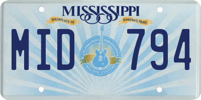 MS license plate MID794