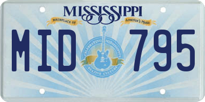 MS license plate MID795
