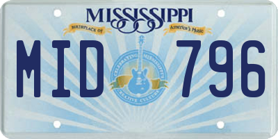 MS license plate MID796