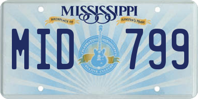 MS license plate MID799