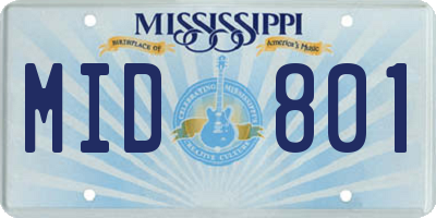 MS license plate MID801