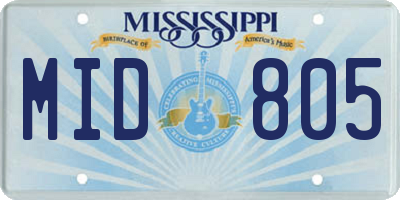 MS license plate MID805