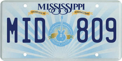 MS license plate MID809