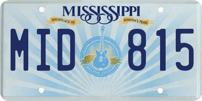 MS license plate MID815