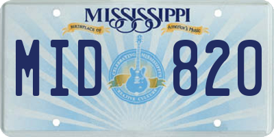 MS license plate MID820