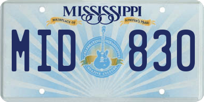 MS license plate MID830