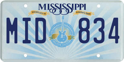 MS license plate MID834