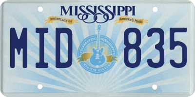MS license plate MID835