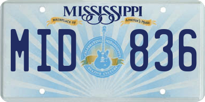 MS license plate MID836