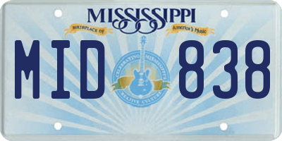 MS license plate MID838