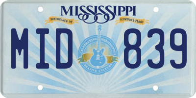 MS license plate MID839