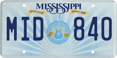 MS license plate MID840