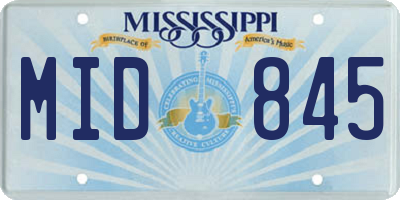 MS license plate MID845