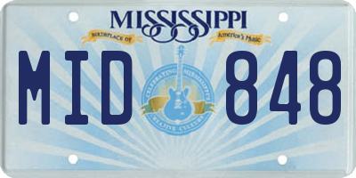 MS license plate MID848