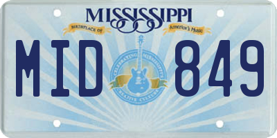 MS license plate MID849