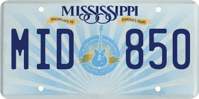 MS license plate MID850