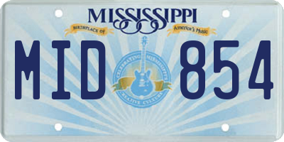MS license plate MID854