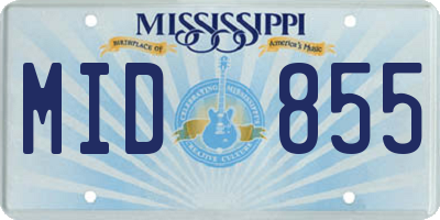 MS license plate MID855