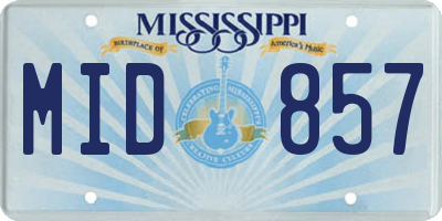 MS license plate MID857