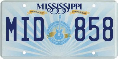 MS license plate MID858