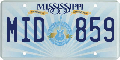 MS license plate MID859