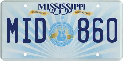 MS license plate MID860