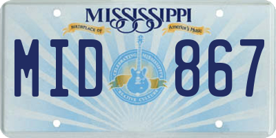 MS license plate MID867