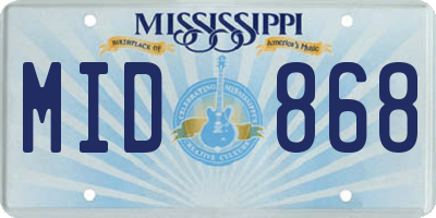 MS license plate MID868