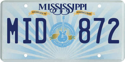 MS license plate MID872
