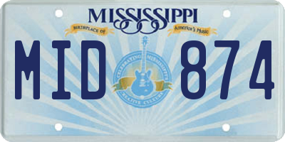 MS license plate MID874