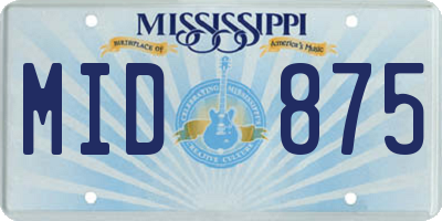 MS license plate MID875