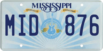 MS license plate MID876