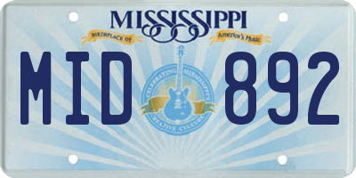 MS license plate MID892