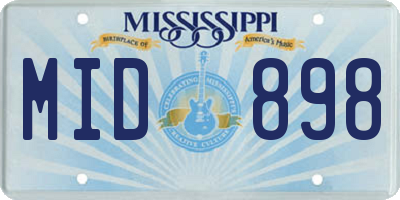 MS license plate MID898