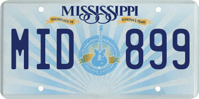 MS license plate MID899