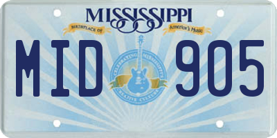 MS license plate MID905