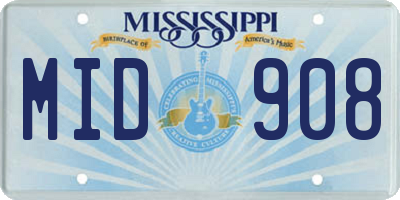 MS license plate MID908
