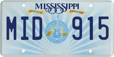 MS license plate MID915