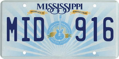 MS license plate MID916