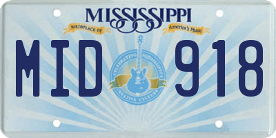 MS license plate MID918