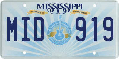 MS license plate MID919