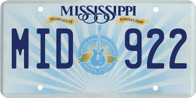 MS license plate MID922