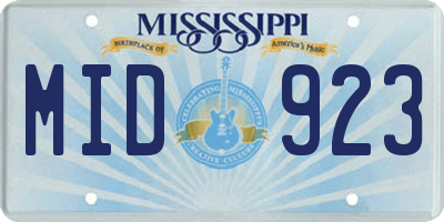 MS license plate MID923