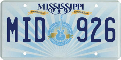 MS license plate MID926