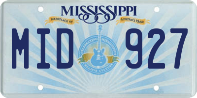 MS license plate MID927